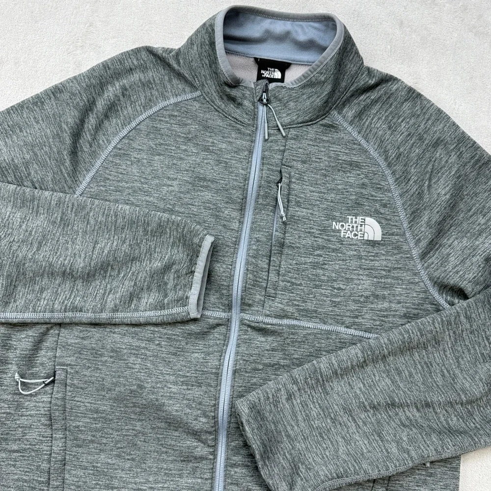 The North Face Fleece Jacket Mens Medium Grey Full Zip Heathered Outdoors Hiking